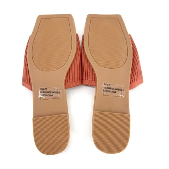 Lulu’s Ribbed Knit Square Toe Slide Sandals Size 11 Woman - Picture 6 of 7